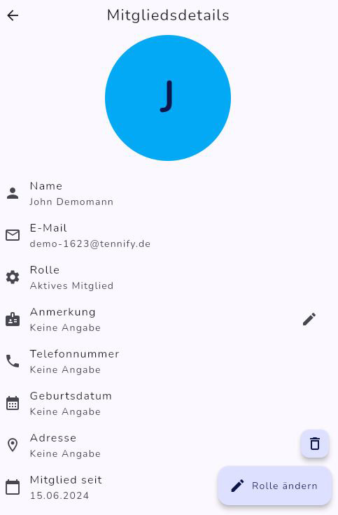 Rolle eines Mitglieds auf dem Smartphone ändern